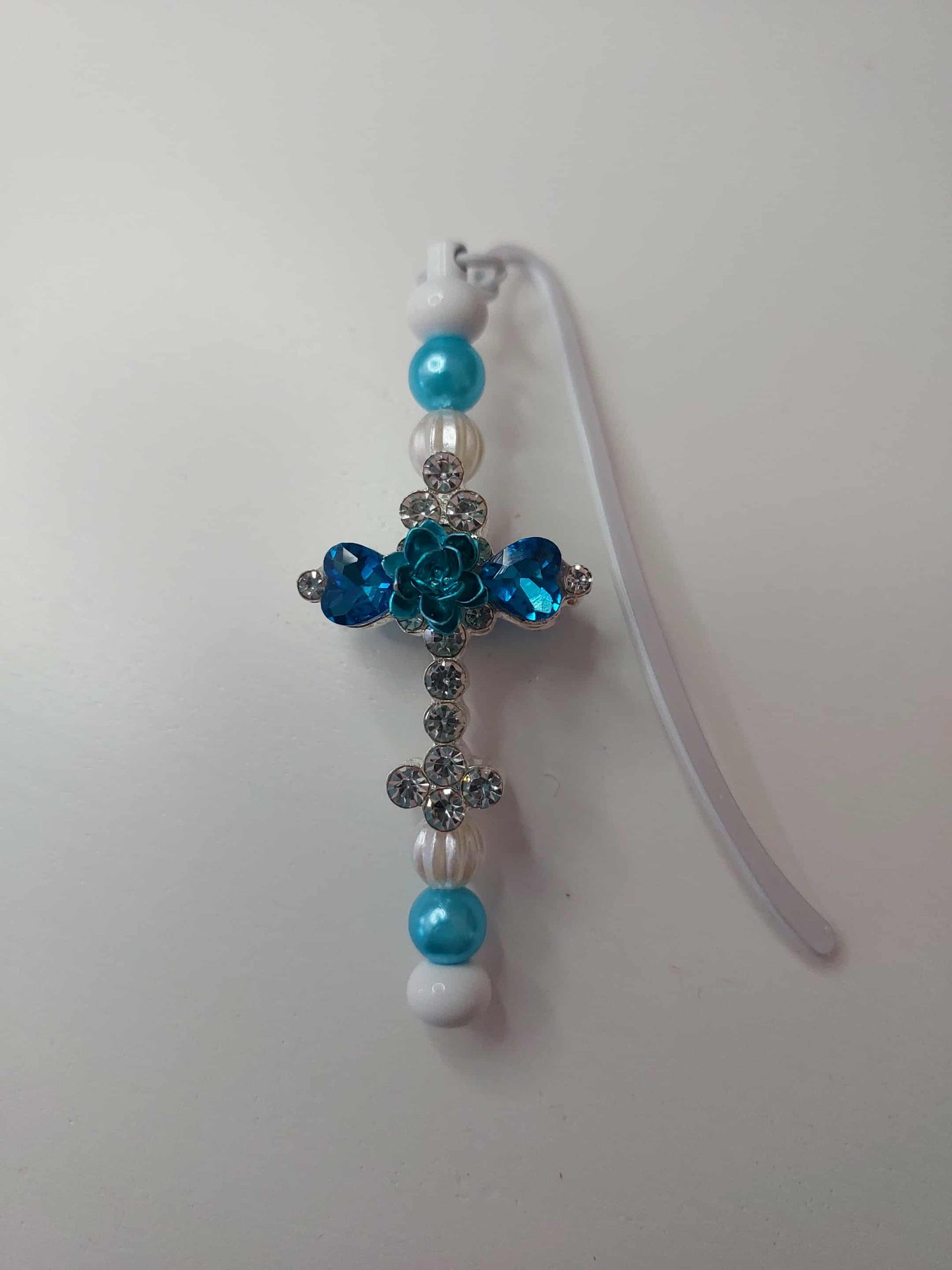 Blue Crystal Cross Bookmark