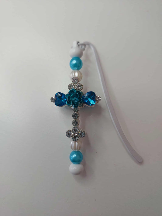 Blue Crystal Cross Bookmark